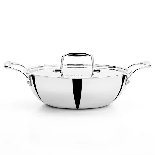 VINOD Doniv Titanium Triply Stainless Steel Kadhai with Cover (22 cm), Capacity 2.00 Liter, Induction Friendly