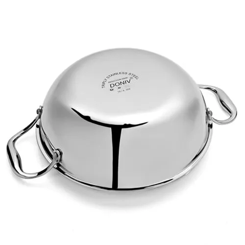 VINOD Doniv Titanium Triply Stainless Steel Kadhai with Cover (22 cm), Capacity 2.00 Liter, Induction Friendly