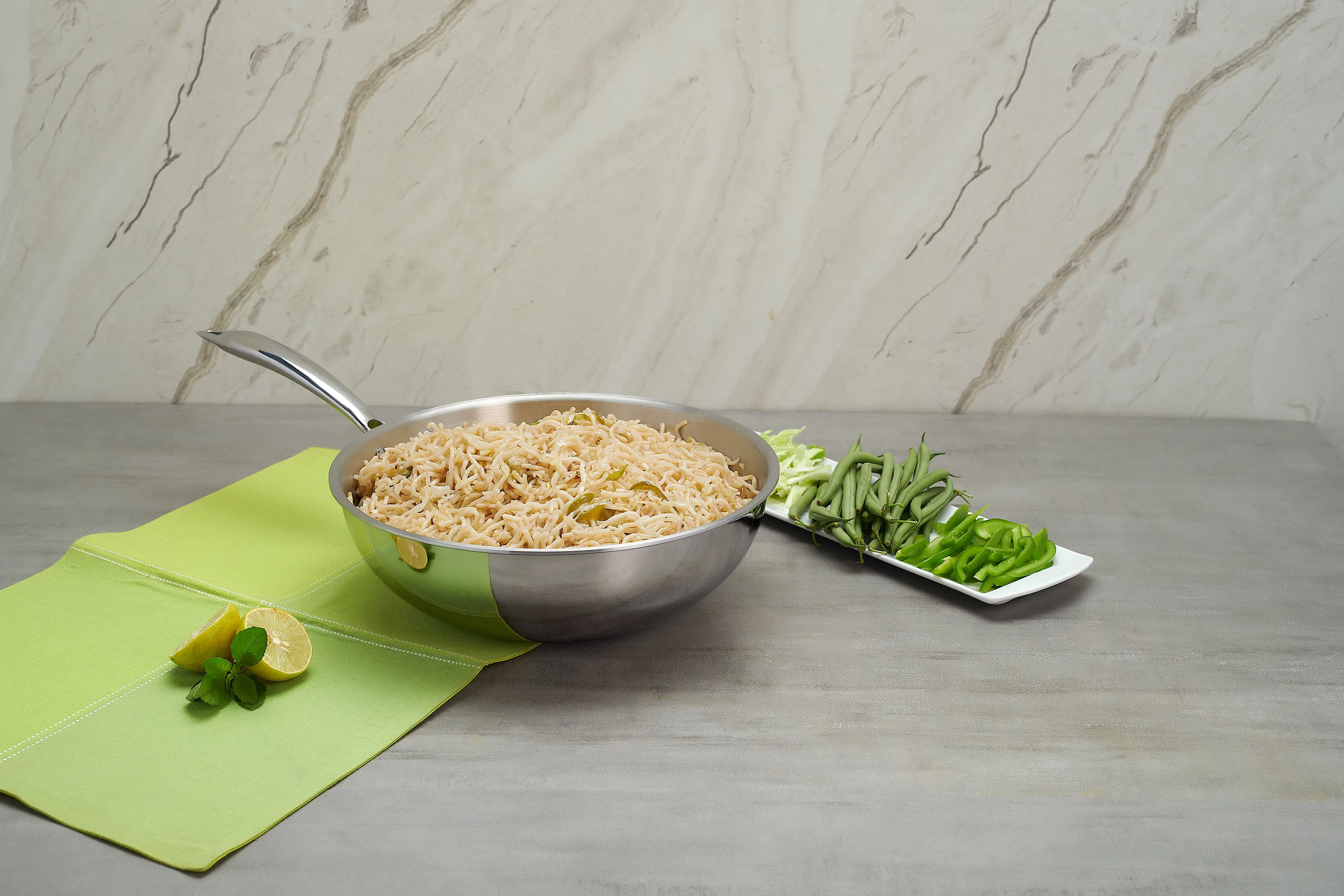 VINOD Doniv Titanium Triply Stainless Steel Wok 26 cms, Capacity 3.30 Liter