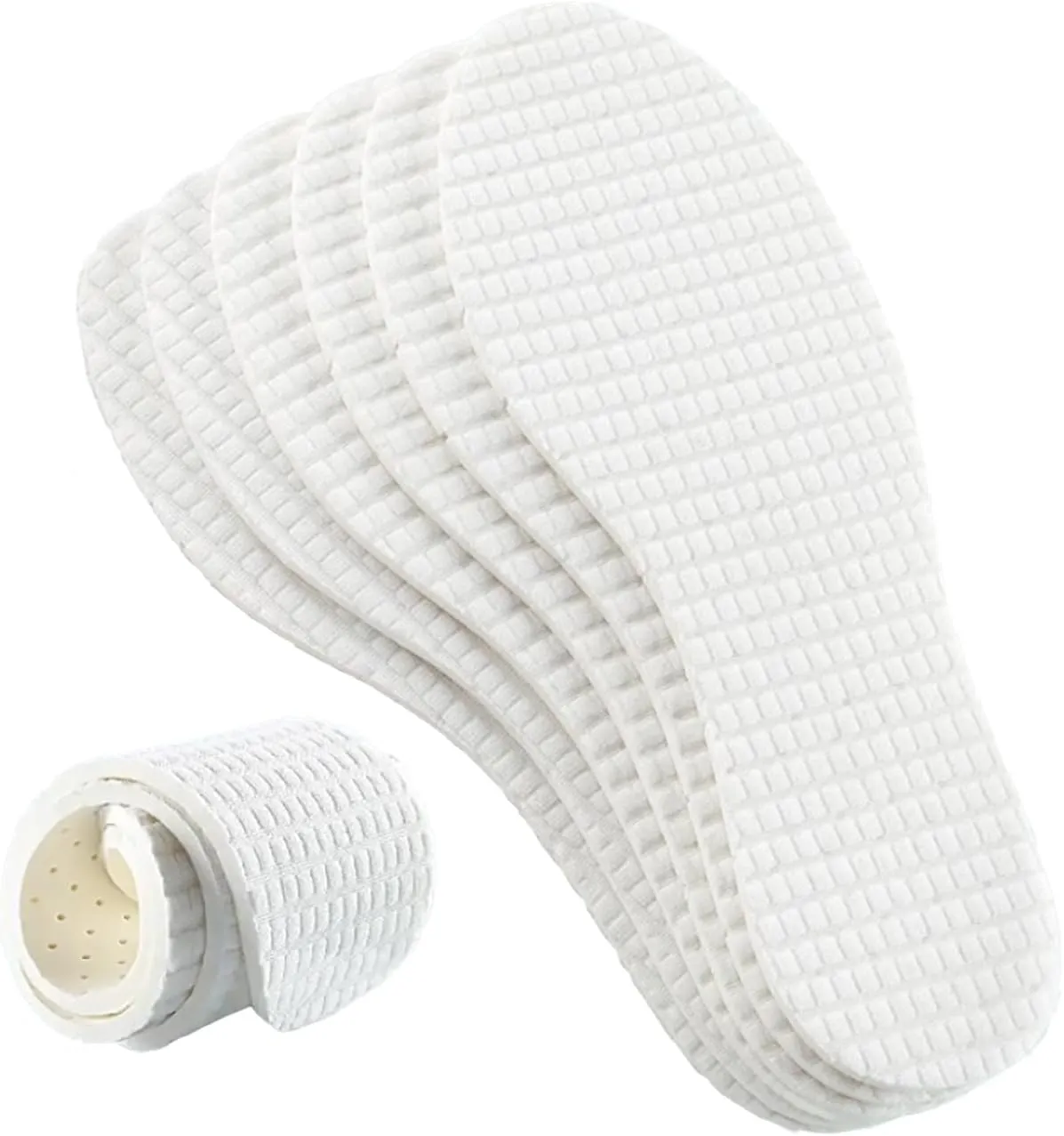 VivoFoot 3 Pairs Anti Odour Cotton Insoles, Breathable Terry Barefoot Odour Eating Inserts, Cut-to-Size Everyday Comfort Replacement Shoe Pads for Men & Women