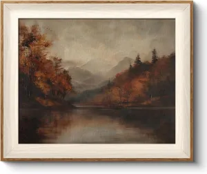 VIYYIEA Framed Wall Art for Living Room, Autumn Lake Canvas Prints, Vintage Home Decor, Landscape Painting Picture, Bathroom Wall Decor Gifts for Friends or Family -【Autumn Lake】-(12L x 10W)