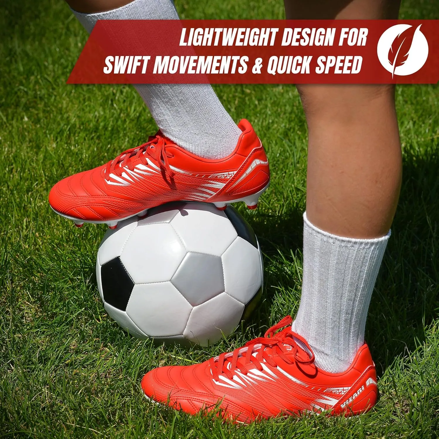 Vizari Ranger Youth Firm Ground Soccer Cleats – FG Outdoor Football Shoes | Ideal for Toddlers & Little/Big Kids | Snug Fit with Long-Lasting Comfort