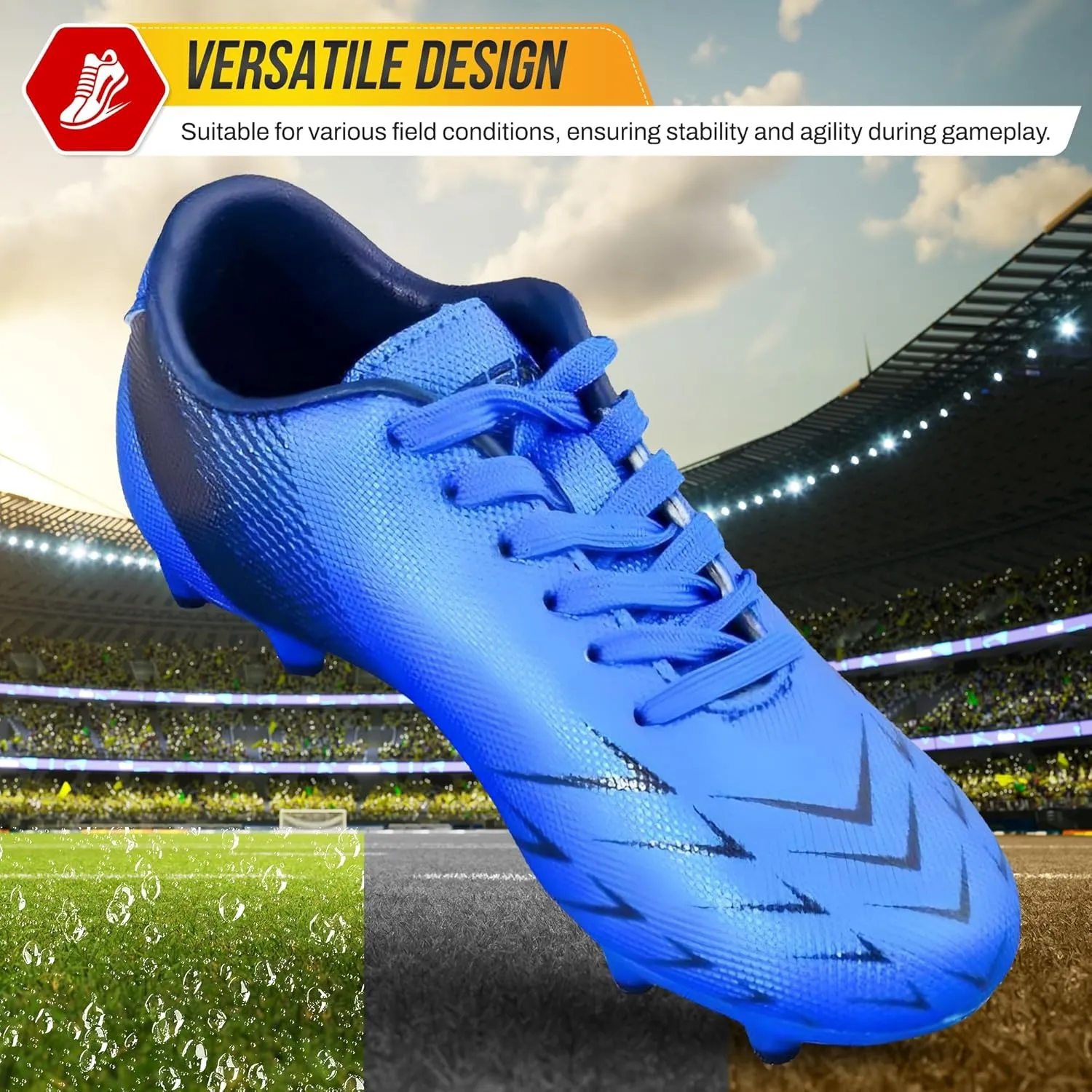 Vizari Ranger Youth Firm Ground Soccer Cleats – FG Outdoor Football Shoes | Ideal for Toddlers & Little/Big Kids | Snug Fit with Long-Lasting Comfort