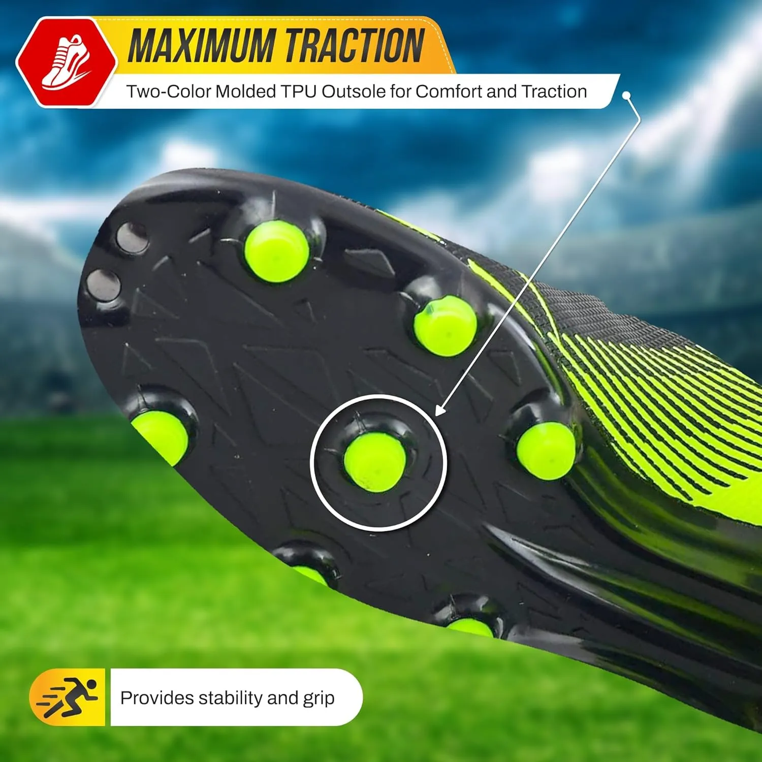 Vizari Ranger Youth Firm Ground Soccer Cleats – FG Outdoor Football Shoes | Ideal for Toddlers & Little/Big Kids | Snug Fit with Long-Lasting Comfort