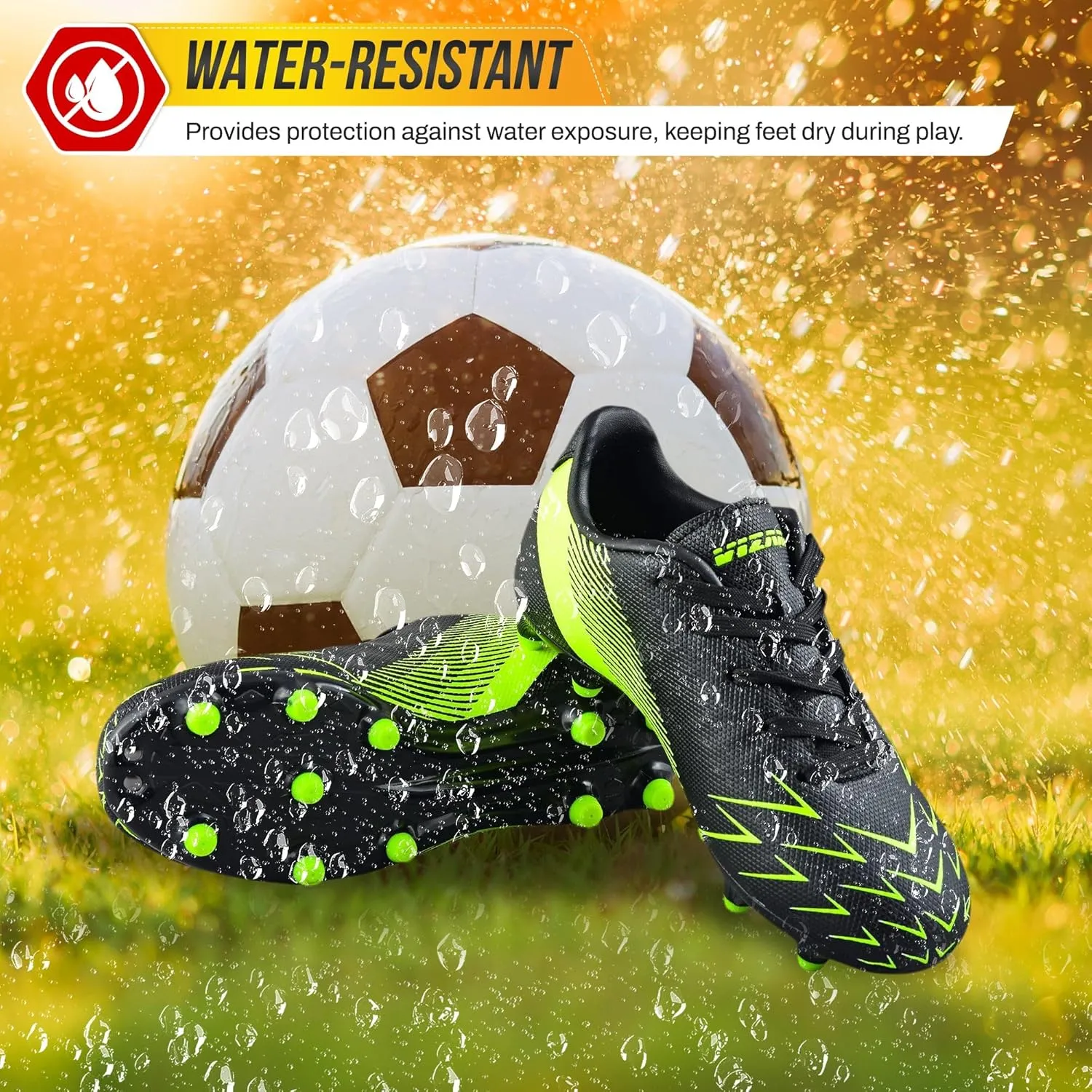 Vizari Ranger Youth Firm Ground Soccer Cleats – FG Outdoor Football Shoes | Ideal for Toddlers & Little/Big Kids | Snug Fit with Long-Lasting Comfort
