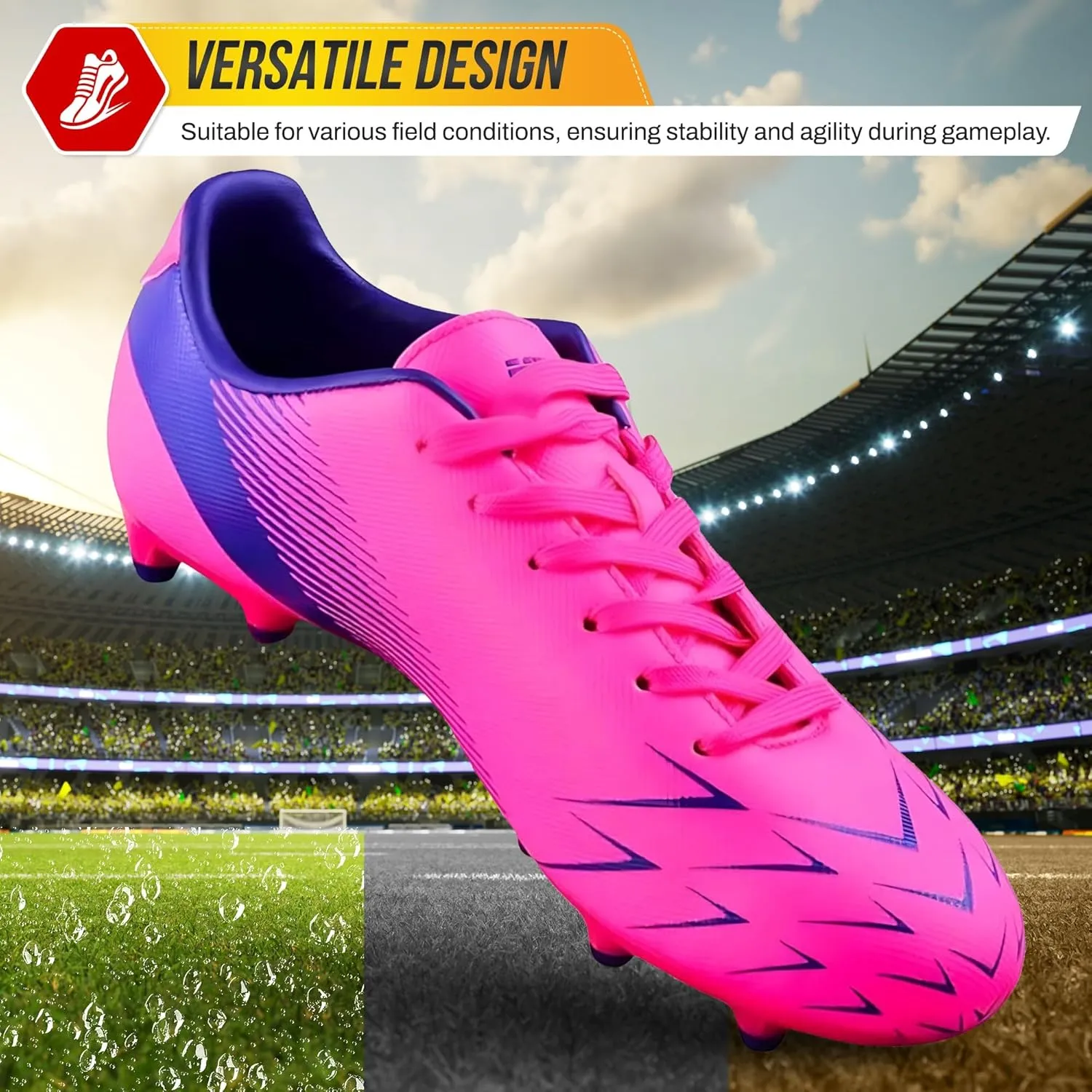Vizari Ranger Youth Firm Ground Soccer Cleats – FG Outdoor Football Shoes | Ideal for Toddlers & Little/Big Kids | Snug Fit with Long-Lasting Comfort