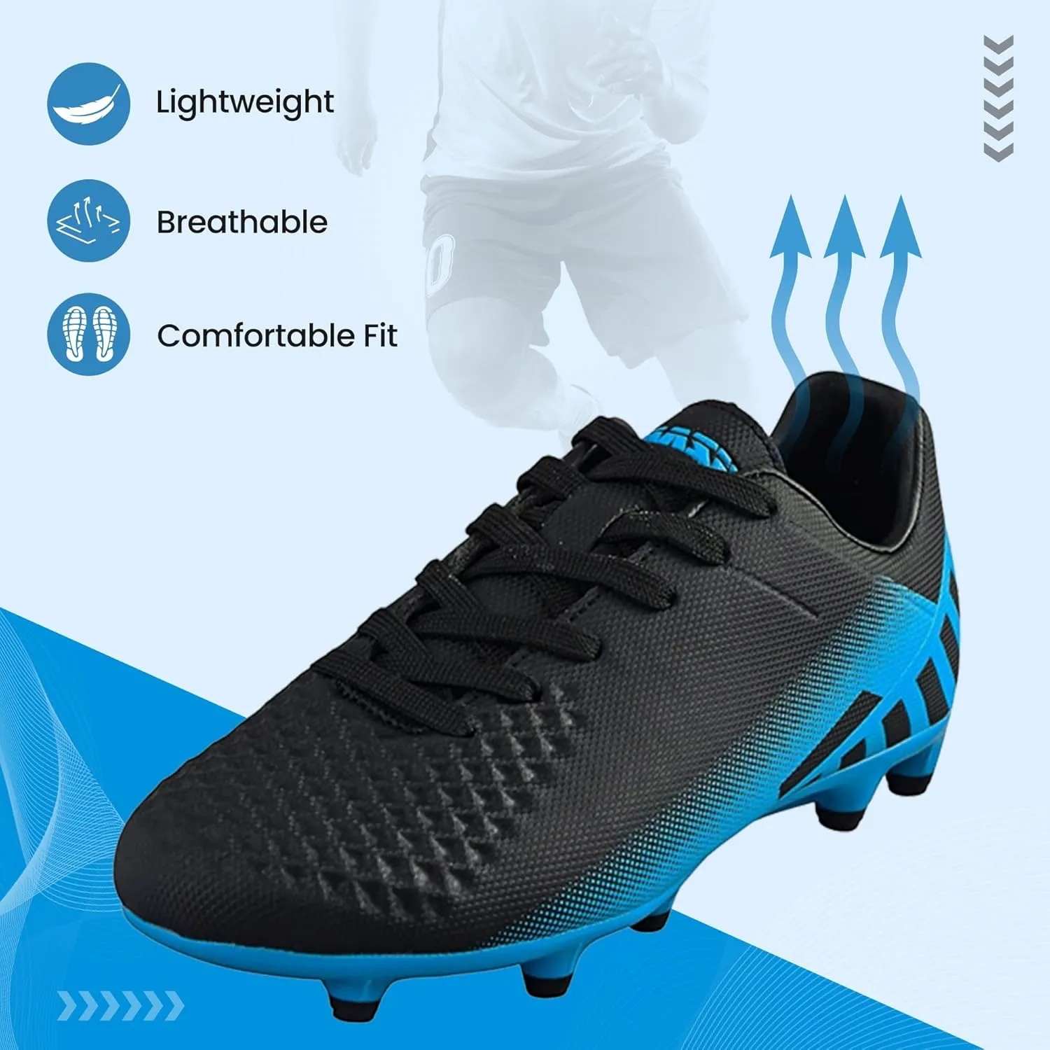Vizari Youth Firm Ground Soccer Cleats for Kids - Boys, Girls | FG Football Shoes | Maximum Traction & Long Lasting | Designed for Extra Support & Comfort