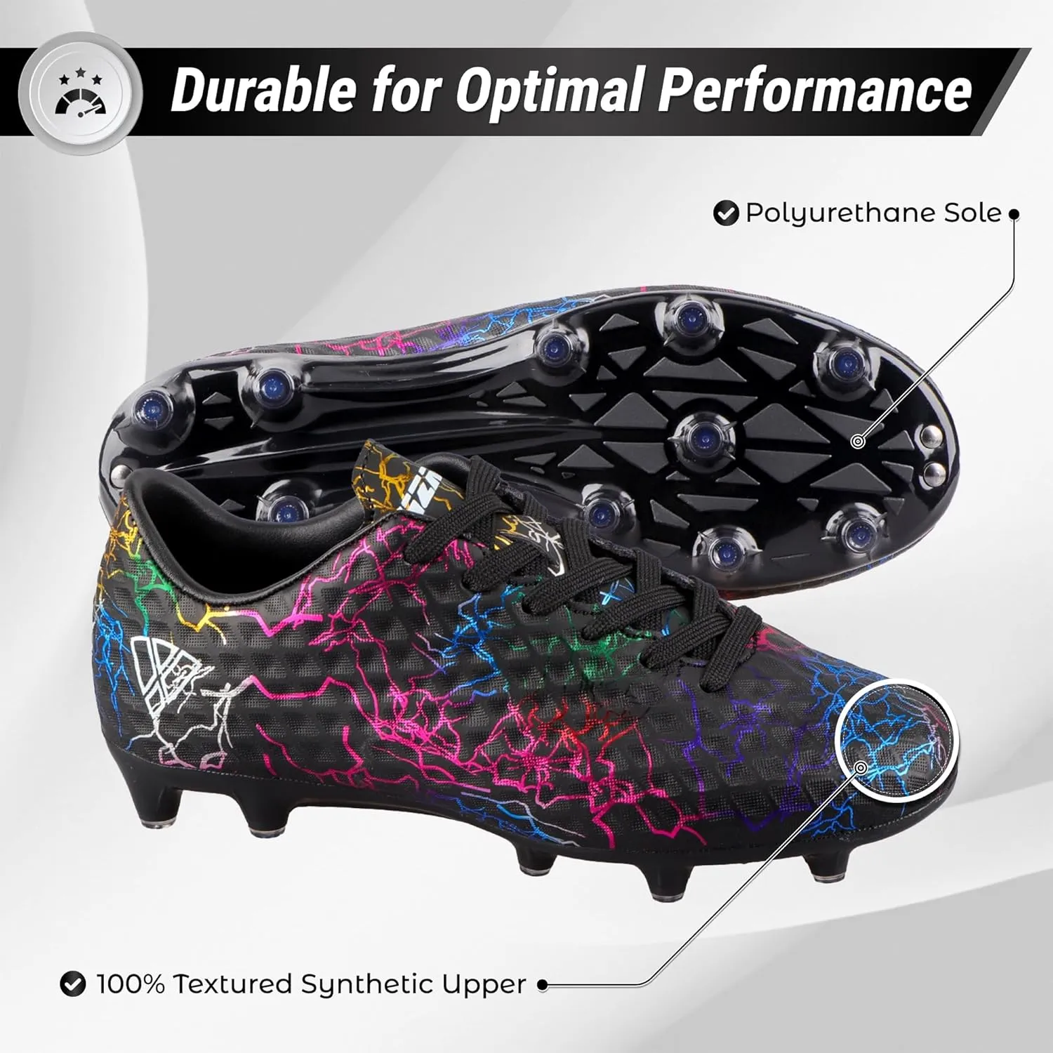 Vizari Zodiac Firm Ground Soccer Cleats Boys Girls | Lightweight & Durable Youth Football Shoes with Molded TPU Outsole | Outdoor Training & Matches