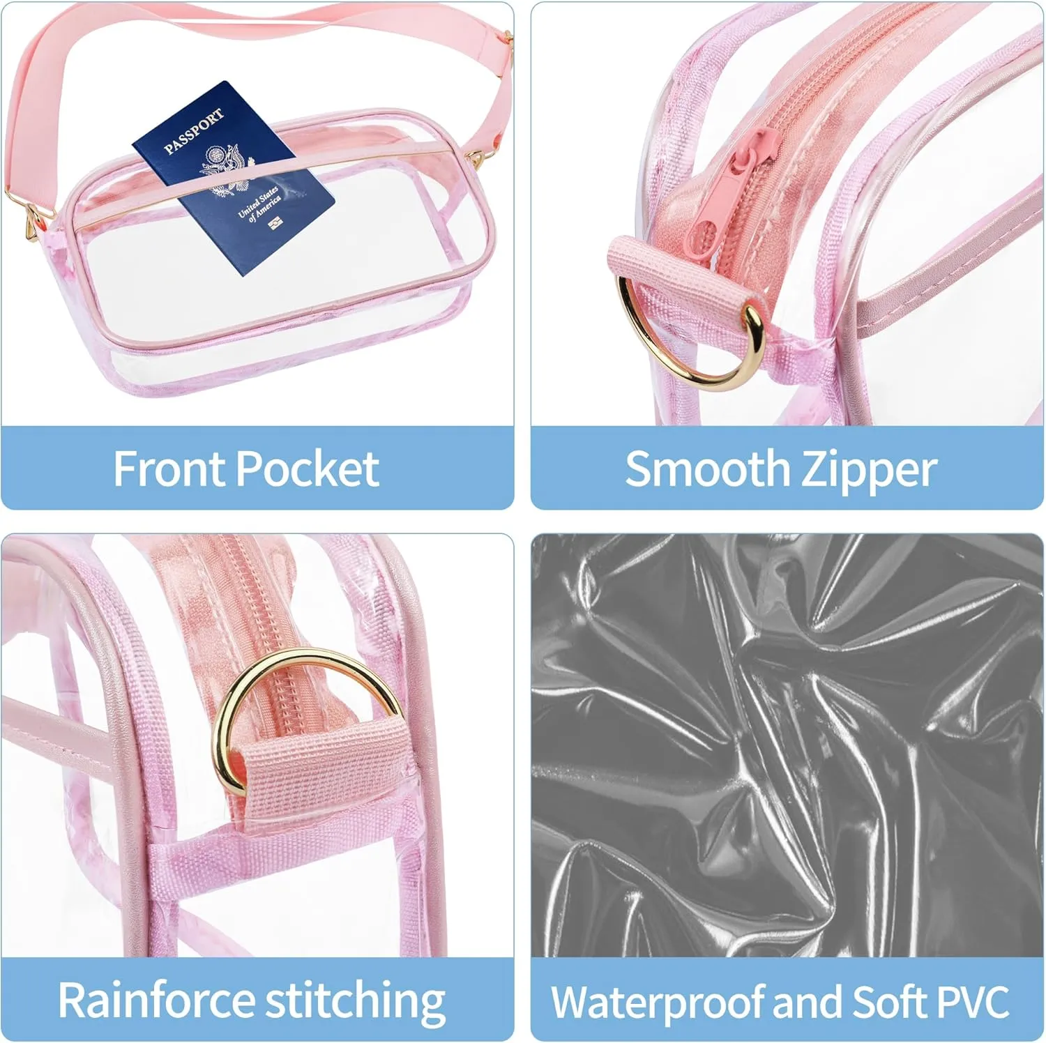 VOROLO Clear Crossbody Bag Stadium Approved See Through Purse Handbag,Small See Through Purse Handbag