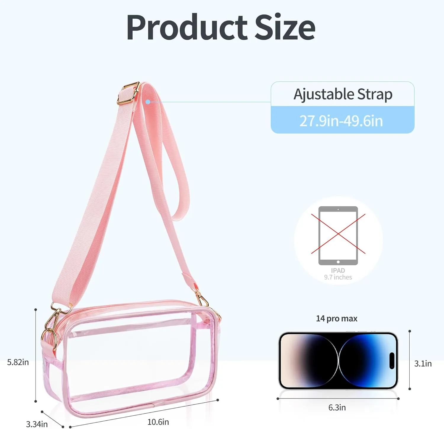 VOROLO Clear Crossbody Bag Stadium Approved See Through Purse Handbag,Small See Through Purse Handbag