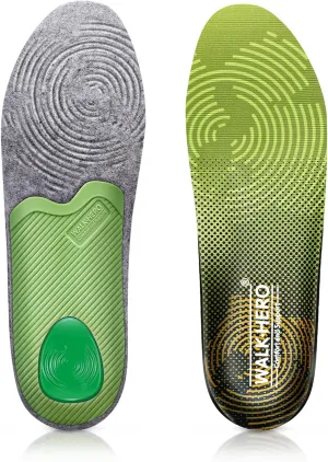WALKHERO Medium Arch Support Insoles - Cushioning Orthotic Insoles, Plantar Fasciitis Inserts for Men & Women to Relieve Foot Pain and Provide Shock Absorption (Green) Mens 8-8 1/2