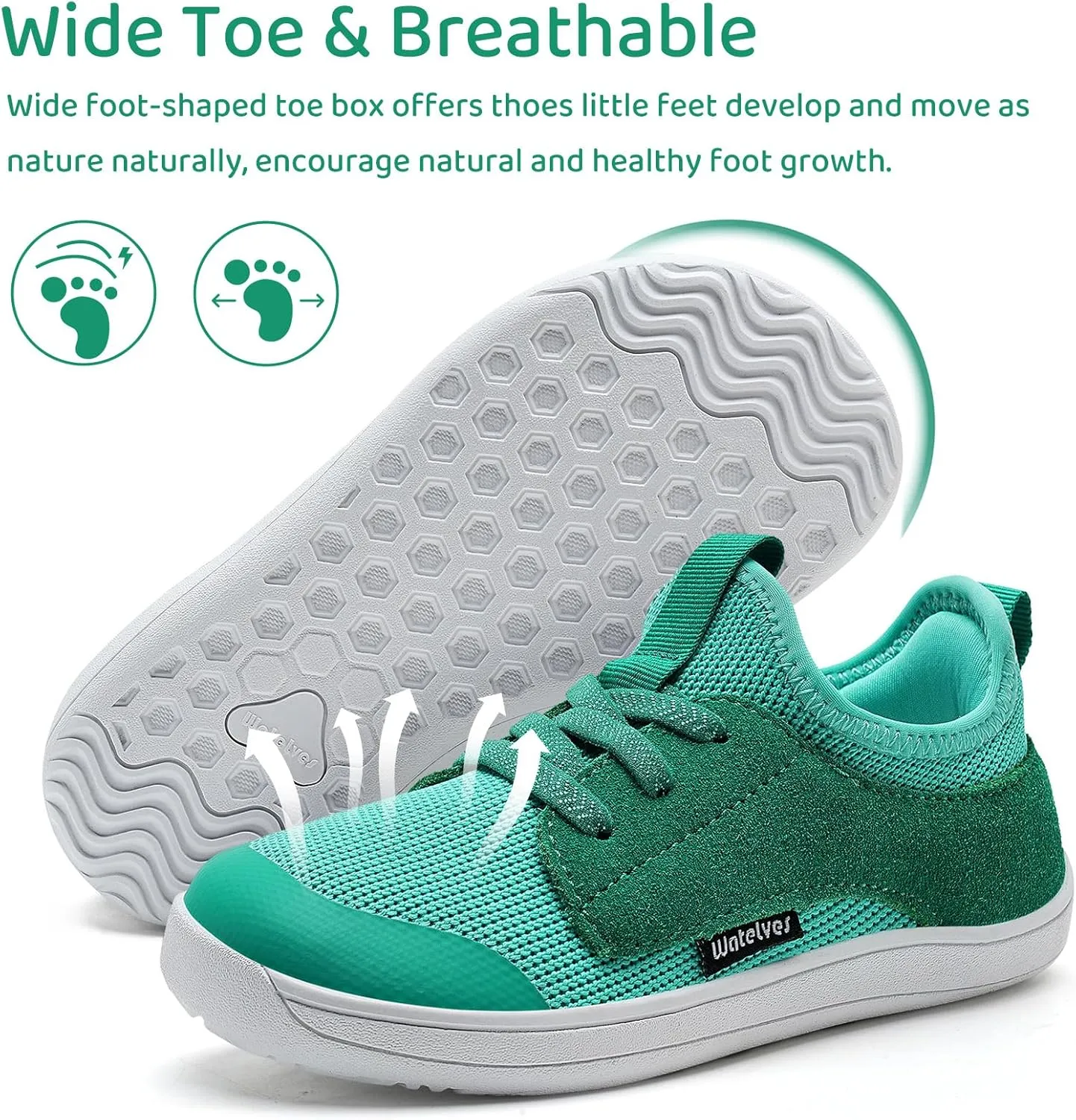 WateLves Toddler Little/Big Kid Wide Barefoot Shoes Boys Girls Minimalist Sneakers Splay Naturally Lightweight Breathable Running Tennis Shoes