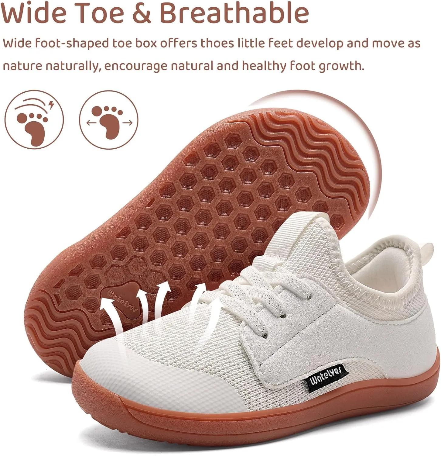 WateLves Toddler Little/Big Kid Wide Barefoot Shoes Boys Girls Minimalist Sneakers Splay Naturally Lightweight Breathable Running Tennis Shoes