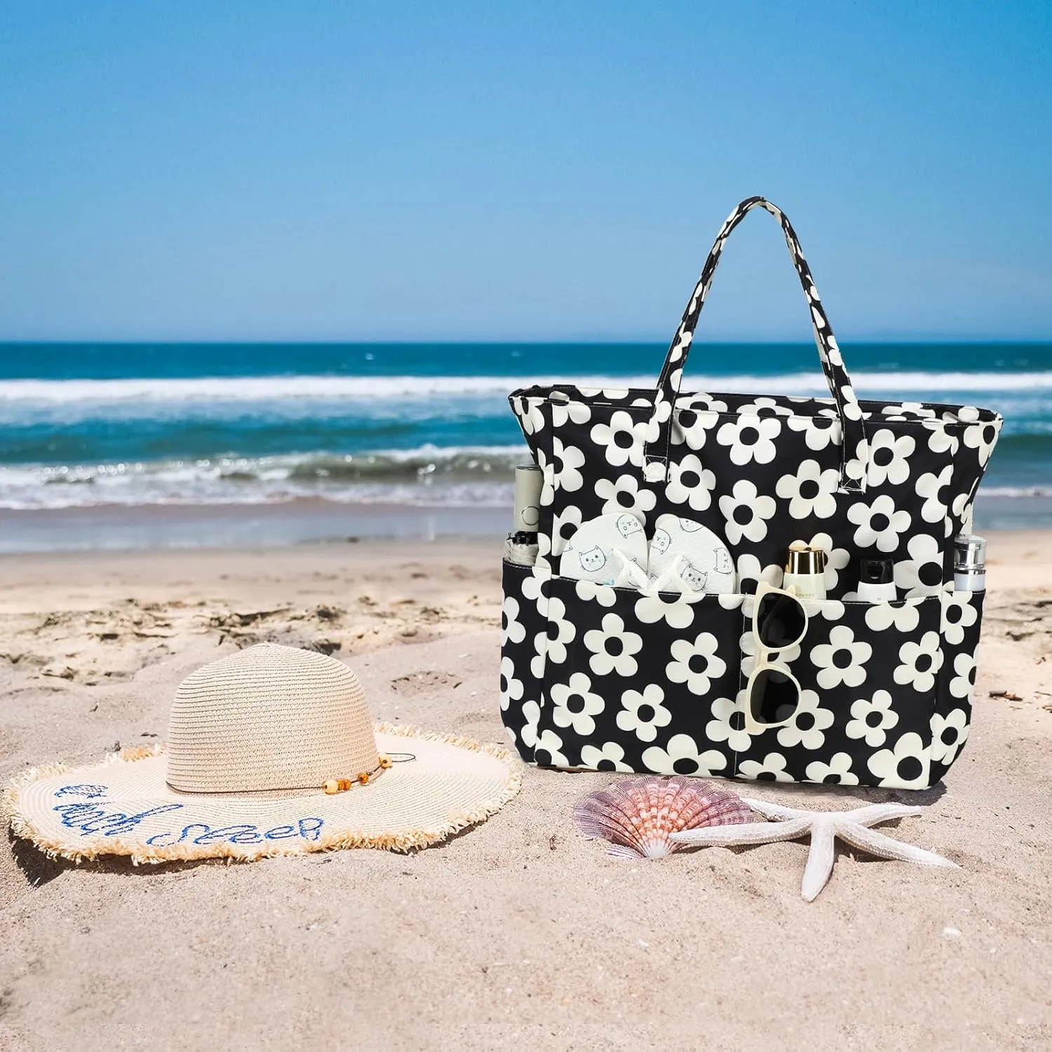 Waterproof Beach Tote Pool Bags for Women Ladies Extra Large Gym Tote Carry On Bag With Wet Compartment for Weekender Travel