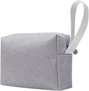 Waterproof Cosmetic Bag for Women | Soft Travel Makeup & Toiletry Organizer, Small Portable Storage for Makeup Products, Tissues, Electronics, USB Cables| Nylon, Durable & Stylish (Small-Grey)