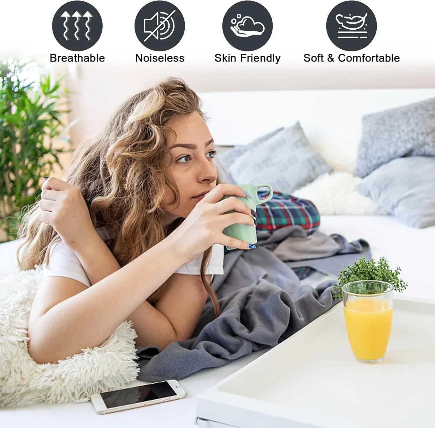Waterproof Mattress Protector Queen, Fitted Sheet Style Breathable Mattress Cover with Deep Pocket Fits Up to 18'', Machine Washable Noiseless Bed Cover for Kids Adults Pets (Dark Gray, 60'' X 80'')