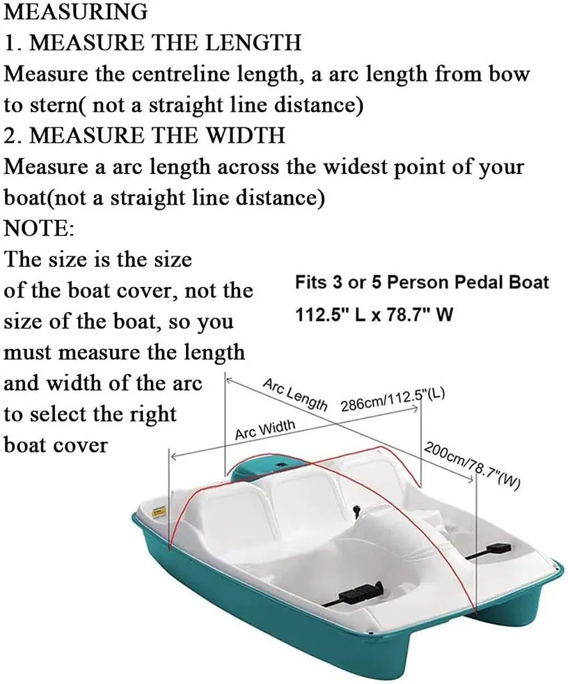 Waterproof Pedal Boat Cover, Outdoor Protection for 3 or 5 Person Pedal Boat - All Weather 600D, 286200cm, Durable and UV Resistant