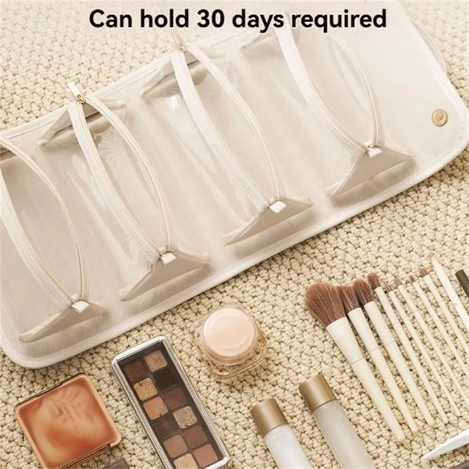 Waterproof Travel Toiletry Bag 4 Detachable Clear Compartment, Leather Waterproof Cosmetic Bag Detachable 4 in 1, Rollable Large Capacity Hanging Cosmetic Travel Bag (Black*2)