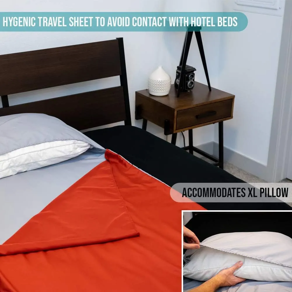 WELL TRAVELED Sleeping Bag Liner, Lightweight Adult Sleeping Sheet for Hiking, Backpacking and Camping, Easily Removable and Washable, Silky Smooth Fabric, Simple to Stuff Sack