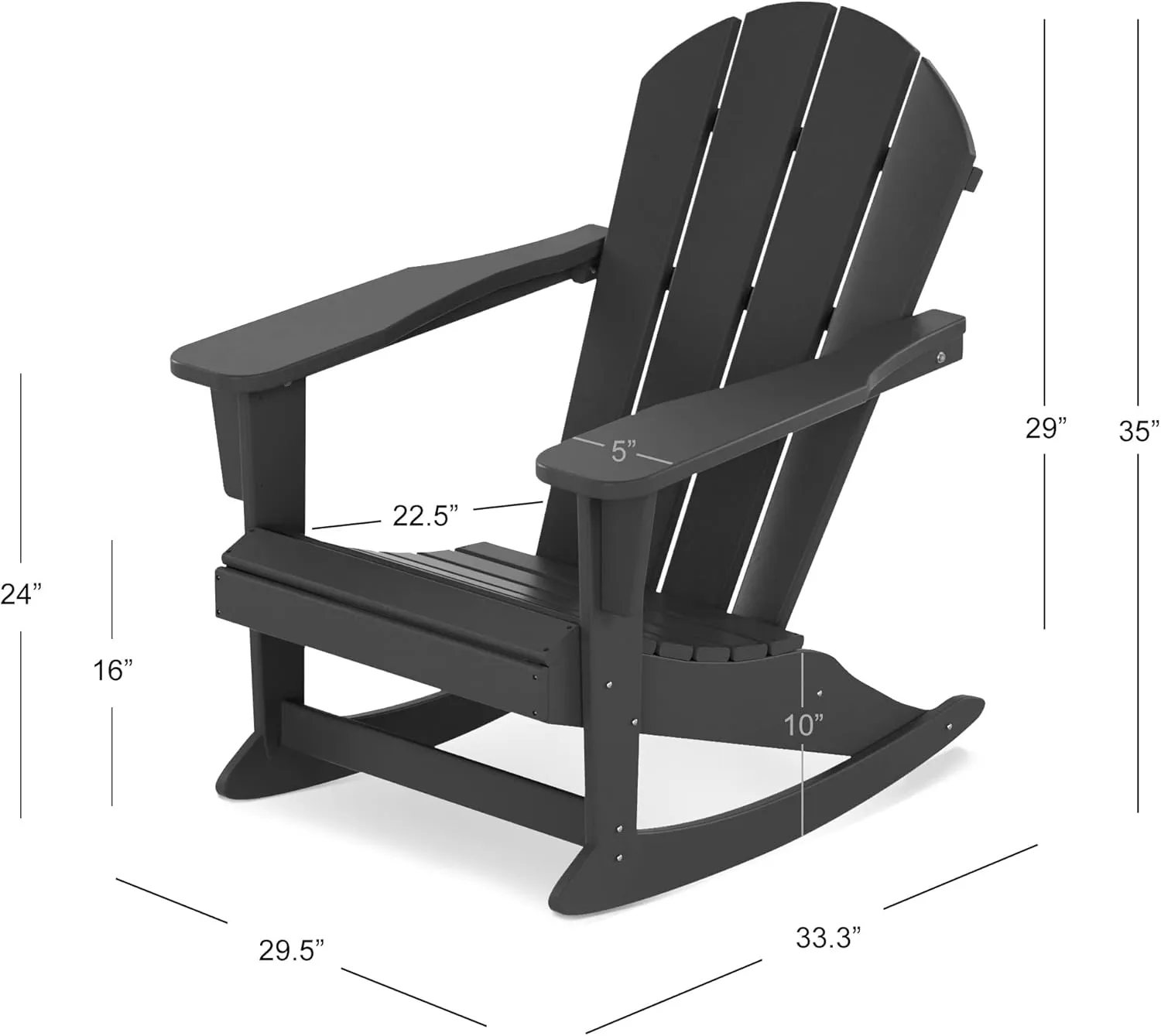WestinTrends Malibu 2 Piece Set Outdoor/Patio Poly Adirondack Rocking Chairs (2 Seater), Navy Blue