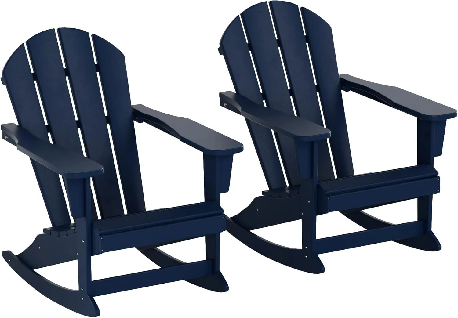 WestinTrends Malibu 2 Piece Set Outdoor/Patio Poly Adirondack Rocking Chairs (2 Seater), Navy Blue