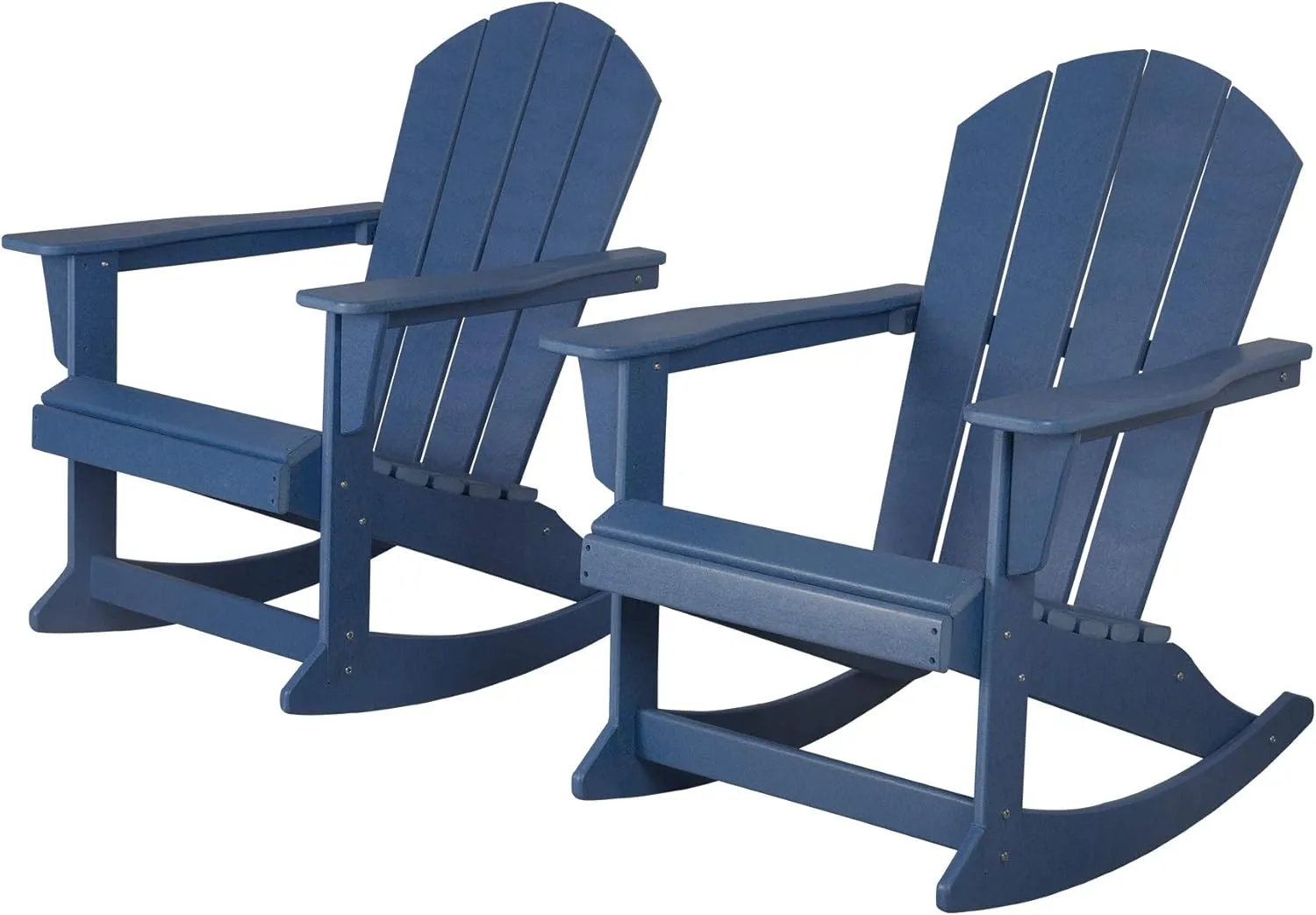 WestinTrends Malibu 2 Piece Set Outdoor/Patio Poly Adirondack Rocking Chairs (2 Seater), Navy Blue