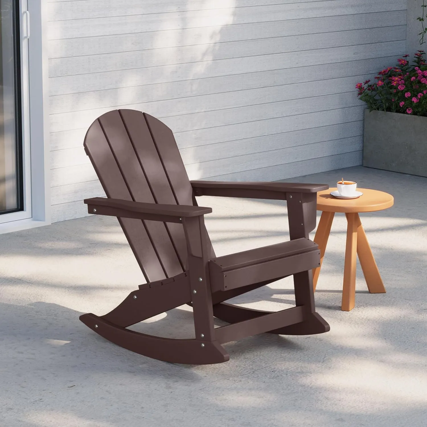 WestinTrends Malibu Outdoor/Patio Poly Adirondack Rocking Chair, Dark Brown