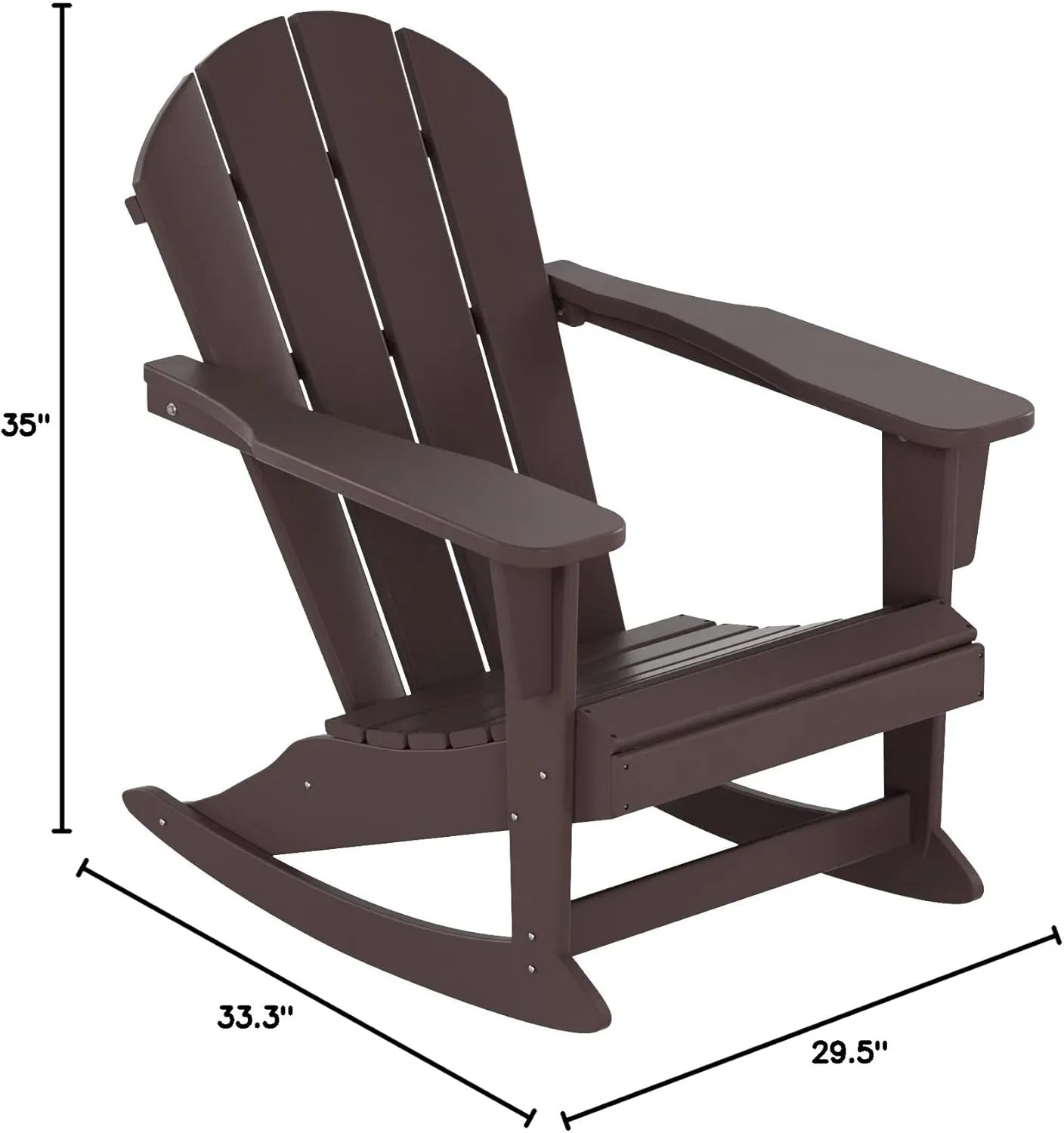 WestinTrends Malibu Outdoor/Patio Poly Adirondack Rocking Chair, Dark Brown