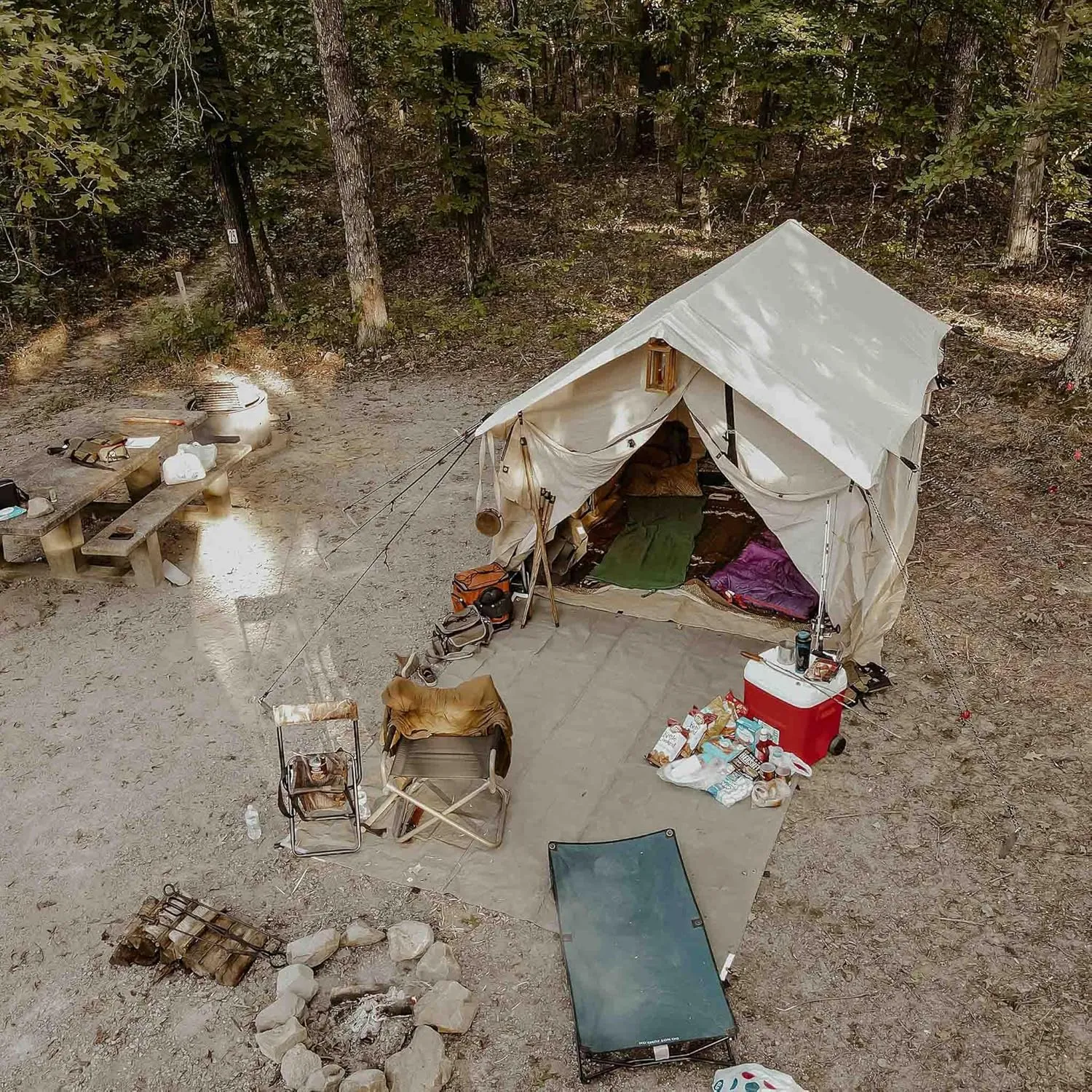 WHITEDUCK Alpha Canvas Wall Tent – Waterproof 4 Season Outdoor Camping & Hunting Tent w/Heavy Duty Aluminum Frame & PVC Floor for Large Groups Families & Outfitters