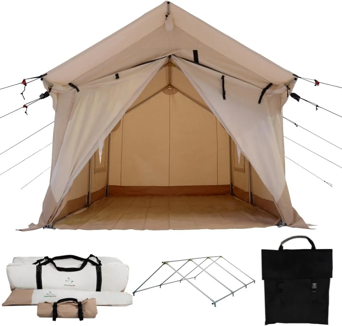 WHITEDUCK Alpha Canvas Wall Tent – Waterproof 4 Season Outdoor Camping & Hunting Tent w/Heavy Duty Aluminum Frame & PVC Floor for Large Groups Families & Outfitters