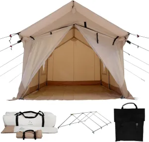 WHITEDUCK Alpha Canvas Wall Tent – Waterproof 4 Season Outdoor Camping & Hunting Tent w/Heavy Duty Aluminum Frame & PVC Floor for Large Groups Families & Outfitters