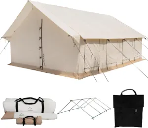 WHITEDUCK Alpha Pro Canvas Wall Tent – Waterproof 4 Season Outdoor Camping & Hunting Tent w/Heavy Duty Aluminum Frame & PVC Floor for Large Groups Families & Outfitters