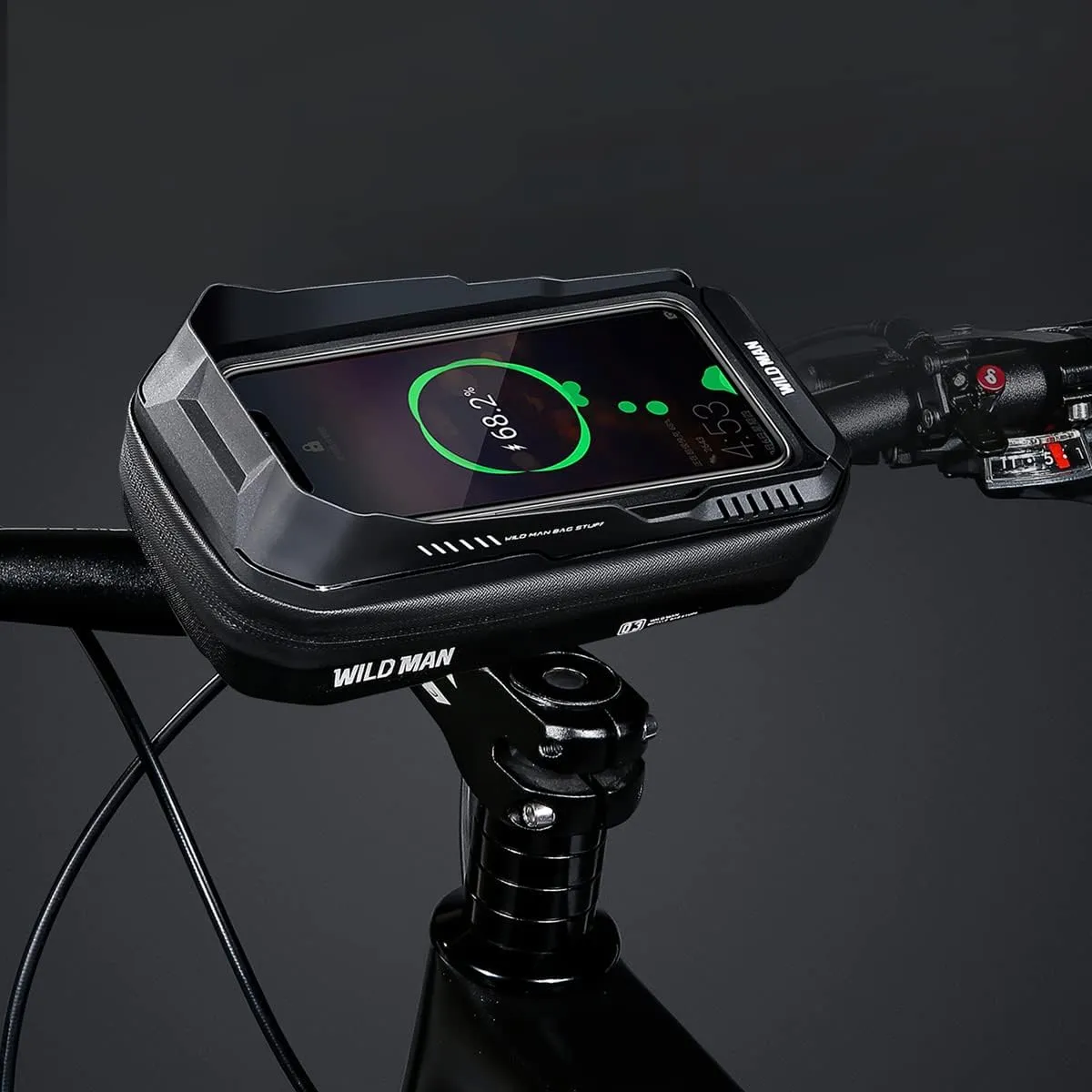 WILD MAN 0.6L Quick Release Rainproof Phone Holder Type Bike Handlebar Bag with Touch Screen for MTB Mountain Road Bike Bicycle Cycling (XT3,Twill)