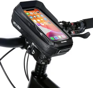 WILD MAN 0.6L Quick Release Rainproof Phone Holder Type Bike Handlebar Bag with Touch Screen for MTB Mountain Road Bike Bicycle Cycling (XT3,Twill)