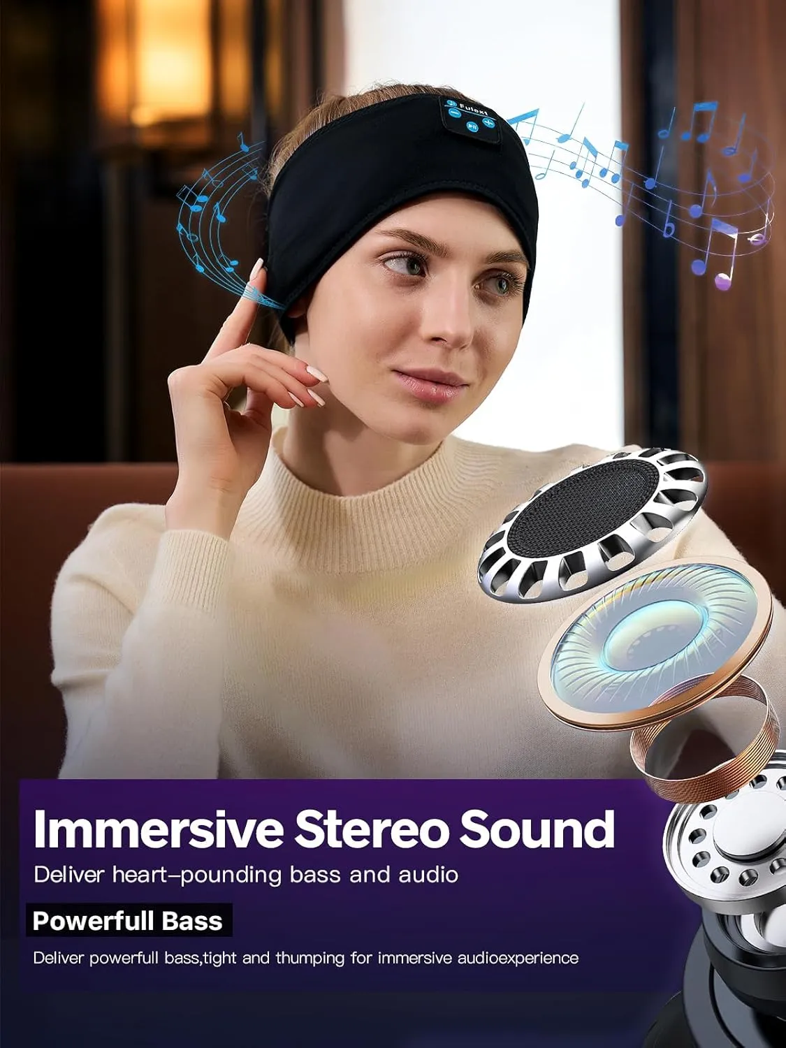 Wireless Headphones Headband for Sleeping, Bluetooth Sleep Headphones for Side Sleepers, Soft and Lightweight Eye Mask for Sleep, Ideal for Housework,Travel,Yoga,Workout,Running,Sports,Gift
