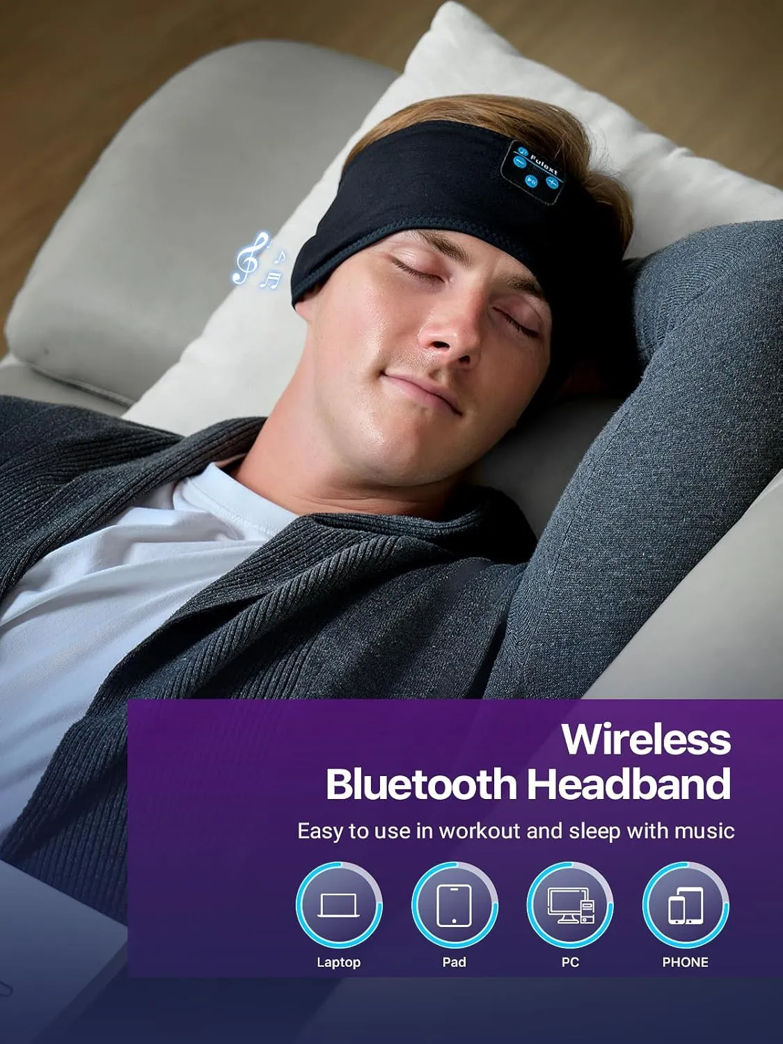 Wireless Headphones Headband for Sleeping, Bluetooth Sleep Headphones for Side Sleepers, Soft and Lightweight Eye Mask for Sleep, Ideal for Housework,Travel,Yoga,Workout,Running,Sports,Gift