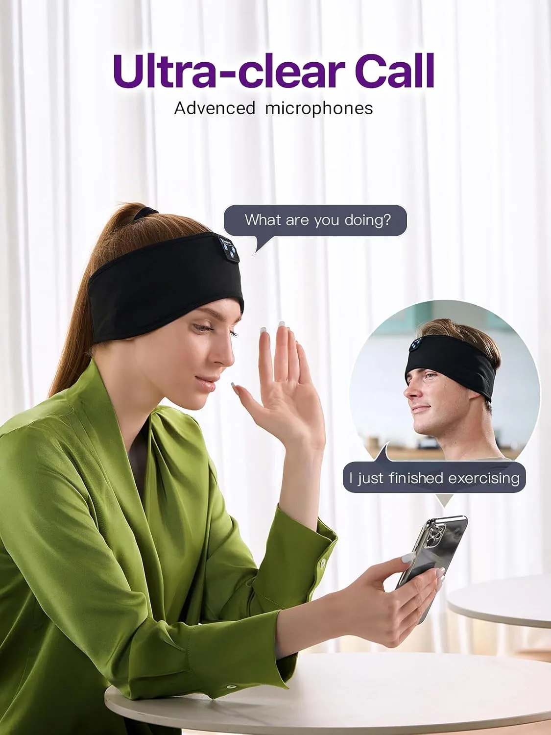 Wireless Headphones Headband for Sleeping, Bluetooth Sleep Headphones for Side Sleepers, Soft and Lightweight Eye Mask for Sleep, Ideal for Housework,Travel,Yoga,Workout,Running,Sports,Gift