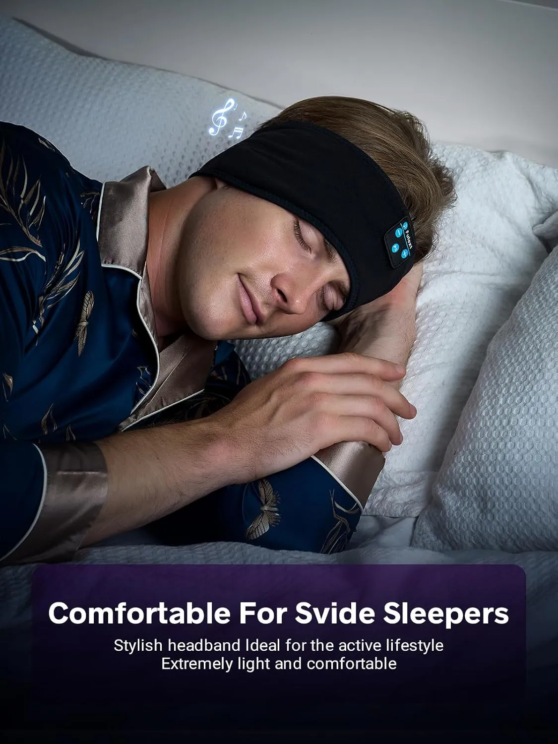 Wireless Headphones Headband for Sleeping, Bluetooth Sleep Headphones for Side Sleepers, Soft and Lightweight Eye Mask for Sleep, Ideal for Housework,Travel,Yoga,Workout,Running,Sports,Gift