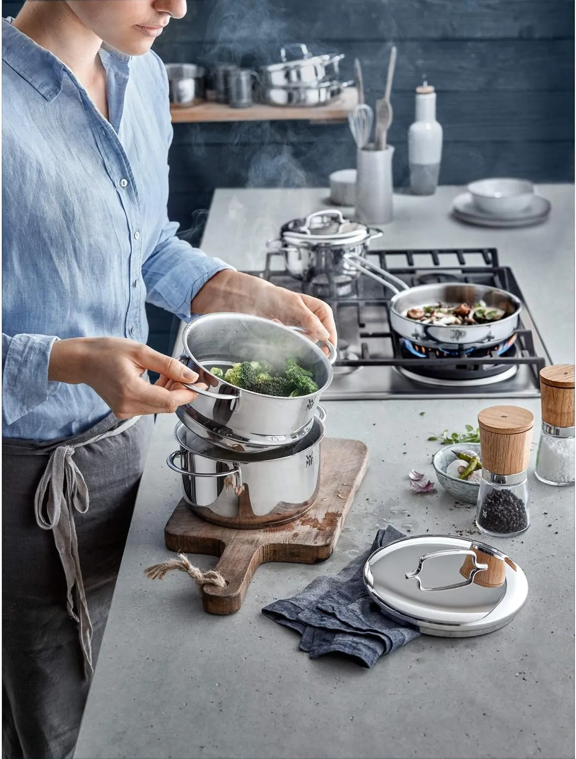 WMF 12 cm Mini Low Casserole with Lid, 12cm, Stainlesssteel