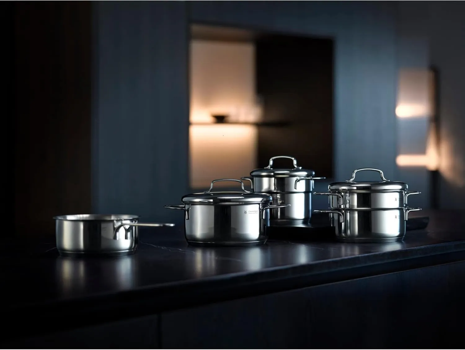WMF Sauce pan Ø 10 cm Approx. 0,5l Mini Stackable Pouring Rim Metal lid Cromargan Stainless Steel Brushed Suitable for All Stove Tops Including Induction Dishwasher-Safe