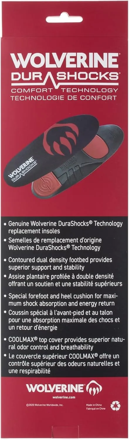 Wolverine Men's Durashocks Insole, Black, M US12 / EU45