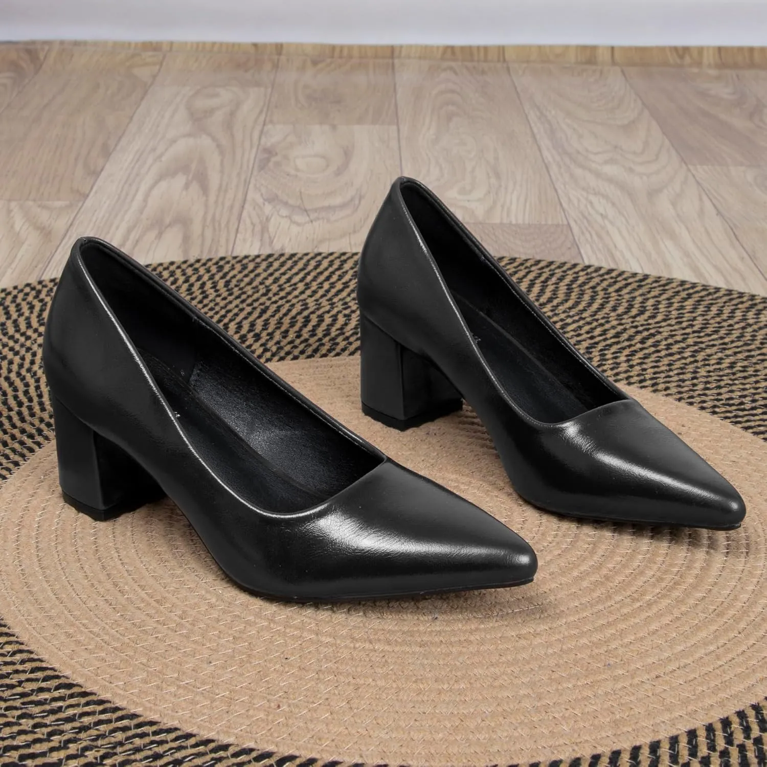 Women's Closed Pointed Toe Work Dress Pumps Low Chunky Patent Leather Office Heels for Women Zebra Pattern Suede Wedding Party Daily Comfy Pump Shoes Slip On 2.36 Inch