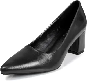 Women's Closed Pointed Toe Work Dress Pumps Low Chunky Patent Leather Office Heels for Women Zebra Pattern Suede Wedding Party Daily Comfy Pump Shoes Slip On 2.36 Inch
