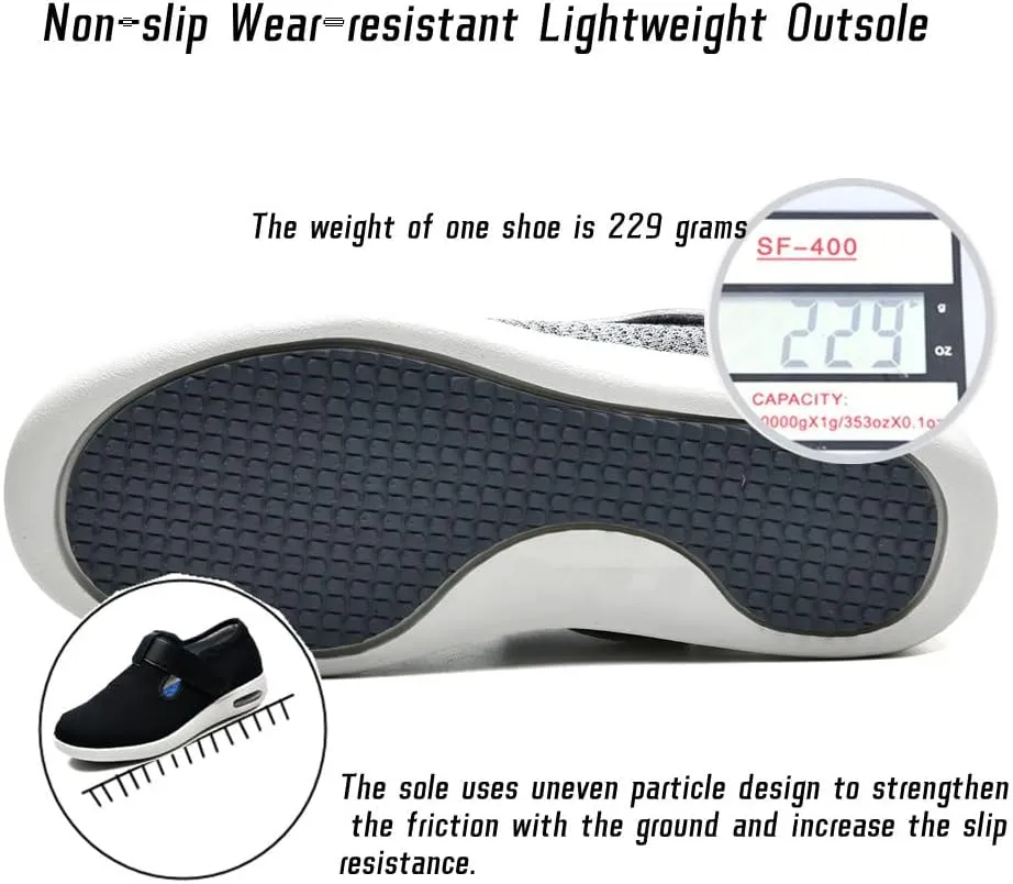 Women's Diabetic Shoes Wide Width Adjustable Closure Edema Walking Shoes for Elderly Neuropathy Swollen Feet Arthritis Indoor Outdoor
