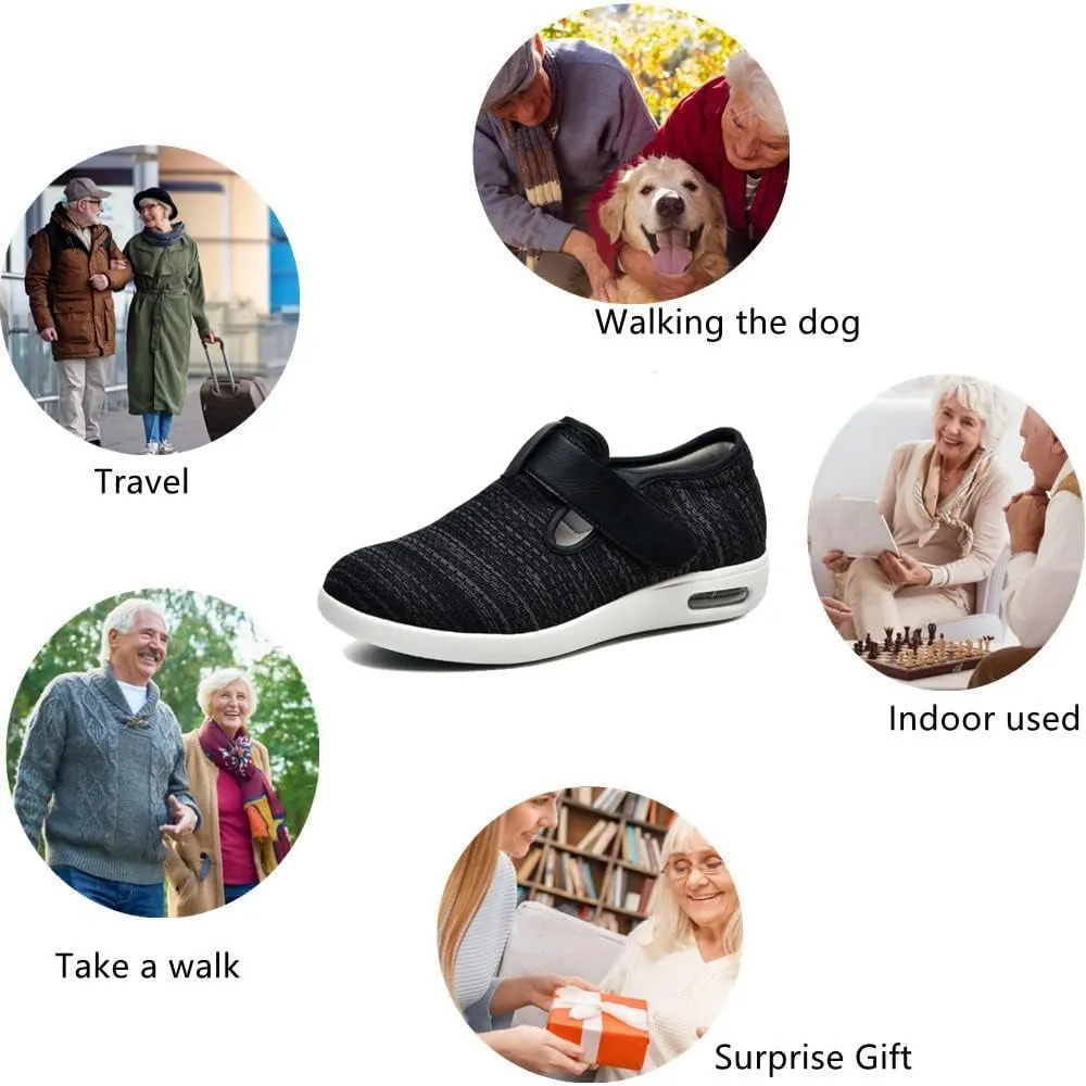 Women's Diabetic Shoes Wide Width Adjustable Closure Edema Walking Shoes for Elderly Neuropathy Swollen Feet Arthritis Indoor Outdoor