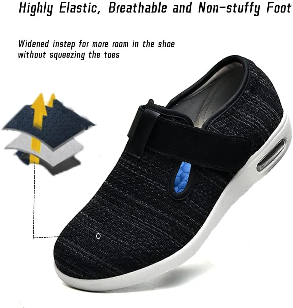 Women's Diabetic Shoes Wide Width Adjustable Closure Edema Walking Shoes for Elderly Neuropathy Swollen Feet Arthritis Indoor Outdoor