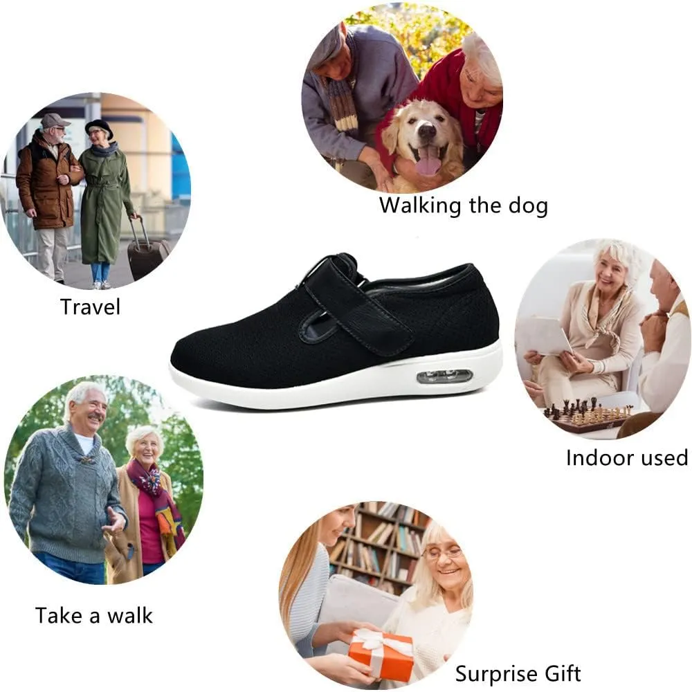 Women's Diabetic Shoes Wide Width Adjustable Closure Edema Walking Shoes for Elderly Neuropathy Swollen Feet Arthritis Indoor Outdoor