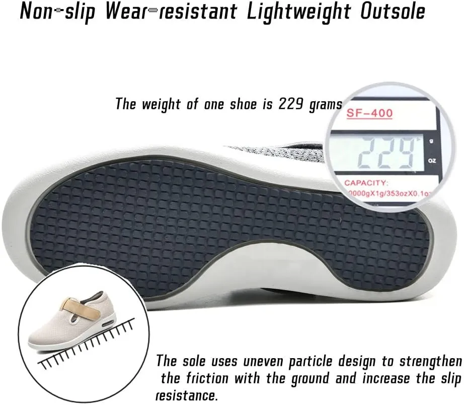 Women's Diabetic Shoes Wide Width Adjustable Closure Edema Walking Shoes for Elderly Neuropathy Swollen Feet Arthritis Indoor Outdoor