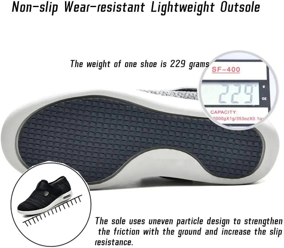 Women's Diabetic Shoes Wide Width Adjustable Closure Edema Walking Shoes for Elderly Neuropathy Swollen Feet Arthritis Indoor Outdoor