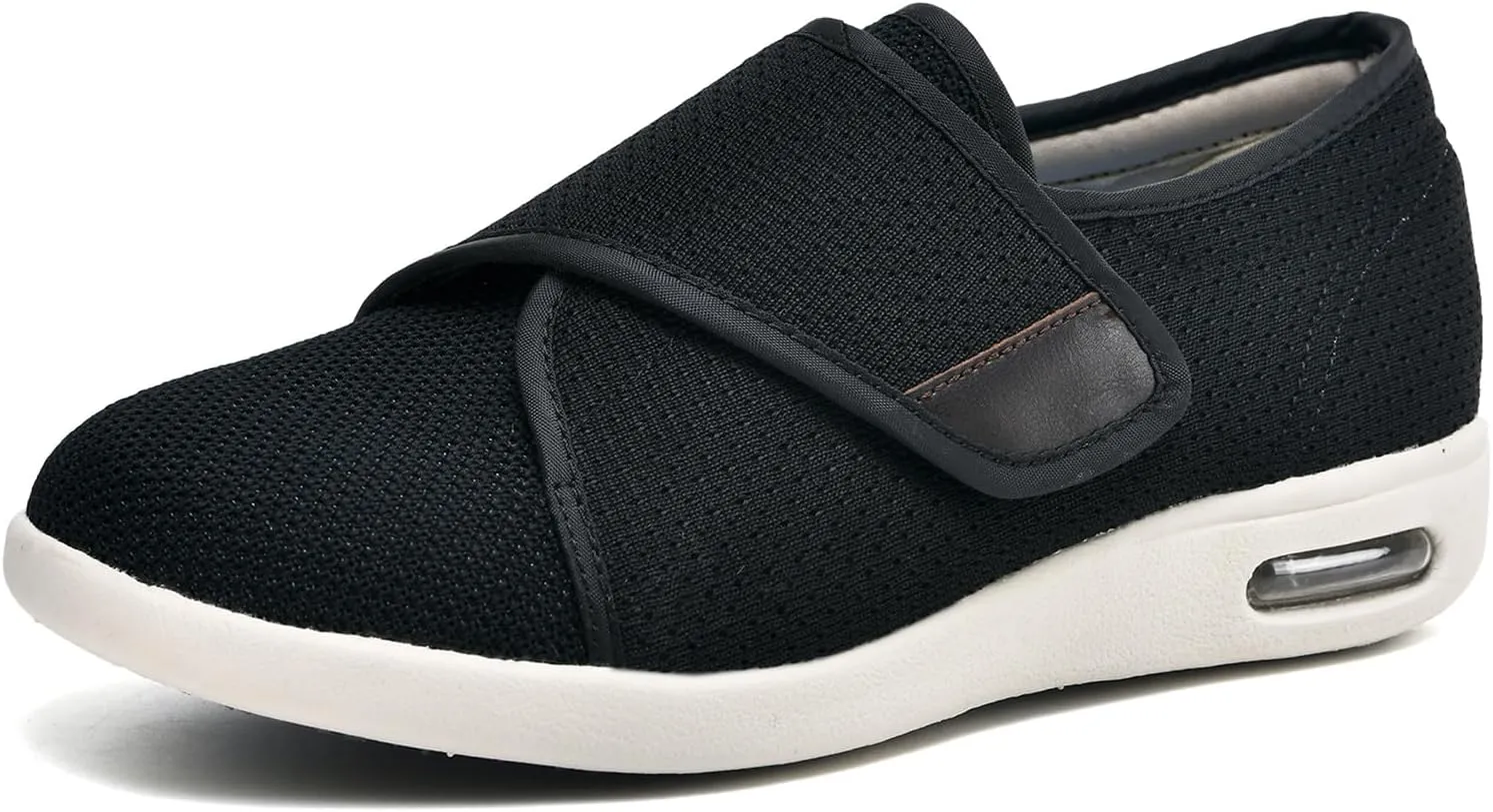 Women's Diabetic Shoes with Adjustable Closure Wide Width Edema Shoes Non-Slip Elderly Swollen Feet Walking Sneakers Black